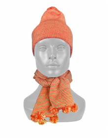 Acrylic Kids Designer cap with muffler set  orange